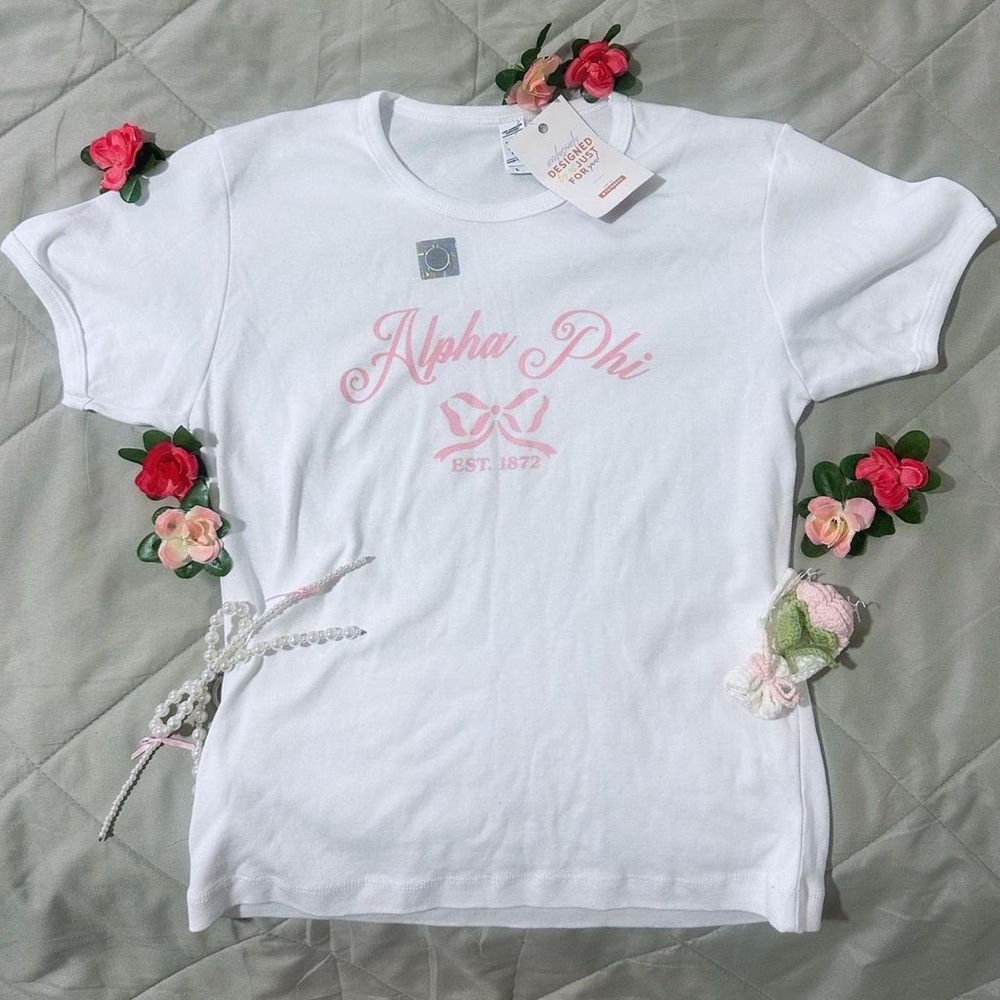 Alpha Phi Tied Together Sorority Baby Tee | Size L | NWT